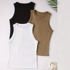 Camiseta sin mangas de verano informal de talla grande para mujer, Jersey transpirable de algodón con logotipo personalizado de patrón sólido, fibra de bambú para trabajo directo - Product Image 4