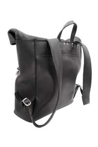 Minimalist <b>Black</b> Leather Roll Top <b>Backpack</b> Genuine Cowhide Travel Rucksack Mens Urban Laptop Bag Wholesale LTBP-0103 - Product Image 6