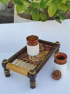 Plateau en bois artisanal Khatiya, plateau de service rustique Charpai, style corde traditionnel Charpai pour Ramadan, Diwali, maison - Product Image 5