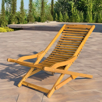 Chaise longue élégante et durable en bois d'acacia massif, design contemporain, pliable, pour l'extérieur, le jardin, la salle à manger, le salon, la chambre