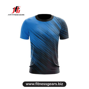 T-shirt rayé à manches courtes et col rond, coupe classique, séchage rapide, sportif, en polyester tricoté, imprimé par sublimation - Product Image 2