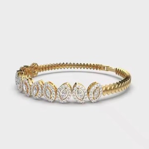 Latest 18K Gold Plated Sterling Silver Tennis Classic Bangle with Round Brilliant Cut Moissanite Luxury Design - Product Image 2