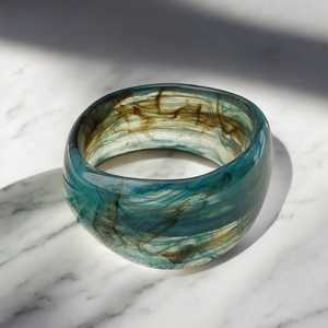Handmade Heavyweight Thick Resin Bangle – Chunky Solid Color <b>Stacking</b> Cuff, Bold Statement Wristband Jewelry for Women - Product Image 3