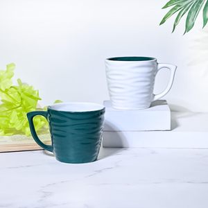 Juego de Tazas de Cerámica con Diseño de Ondas Verdes y Blancas, Aptas para Microondas, Juego de 4 Tazas de Café con Acabado Glaseado, Material PC - Product Image 3