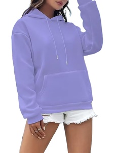 Custom Women's Printed Autumn Winter Fleece Hoodie Warm Drawstring Kangaroo Pocket Front 100% Cotton Quick-Dry Breathable Hooded - Product Image 3