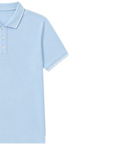 Camiseta Polo Azul Claro Personalizada para Hombre, Manga Corta, Informal, Lisa, Transpirable, para Golf, Verano, Mezcla de Algodón Premium - Product Image 4