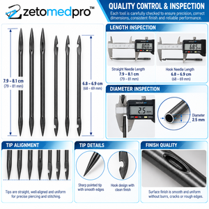 Juego de Agujas de Coser YYangz, 6 Piezas, Agujas Rectas y de Gancho Redondo para Coser y Reparar Cuero, ZetomedPro - Product Image 5