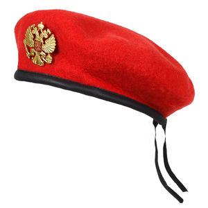 <b>Beret</b> <b>Hat</b> 100 Percent Wool Outdoor Parade Ceremony <b>Beret</b> Cap with Embroidery Black Wool <b>Beret</b> With Golden Eagle Emblem For Adult - Product Image 6