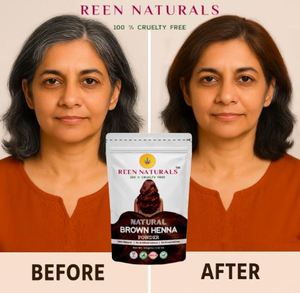 Henné brun en poudre REENNATURALS pour la coloration des cheveux |   Henné Herbal |   Couleur naturelle foncée intense pour cheveux 100g - Product Image 2