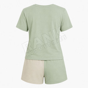 Ensembles de t-shirts et shorts pour femmes en marque privée, impression de logo personnalisée, faible MOQ, ensemble 2 pièces, coton, ensembles pour femmes - Product Image 2
