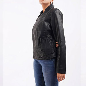 Womens Winter Leather Crop <b>Jacket</b> Genuine Real Slim Fit Biker Zip Crop Coat Stylish Fashion Outerwear <b>Zipper</b> <b>Jackets</b> - Product Image 4
