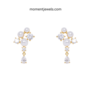 Pendientes Elegantes de Perlas Colgantes para Mujer, con Borlas Brillantes, Sensación de Alta Gama, Lujo Ligero, Joyería de Perlas con Personalidad - Product Image 1