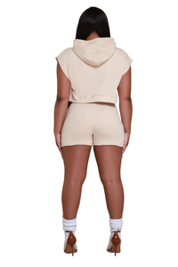 Conjunto Deportivo Unisex de Invierno de 2 Piezas, Sudadera Corta con Cremallera y Pantalones Cortos Deportivos Transpirables por Encima de la Rodilla - Product Image 4