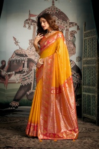 Envílase en Elegancia, Haga de Cada Momento una Experiencia Real, Disfrute de una Gracia Atemporal, Saree de Seda, Tela de Seda de Primera Calidad, Suave y Pesada - Product Image 2