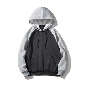 Sweat-shirt à capuche pour homme, manches raglan, gris noir, 100% coton molletonné, décontracté, hiver, coupe classique, avec poche - Product Image 2