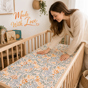 Waterproof Muslin Baby Crib Bedding Set | Floral Garden <b>Print</b> Fitted Mattress Sheet Soft Breathable <b>Nursery</b> Cover OEM Custom Fit - Product Image 4