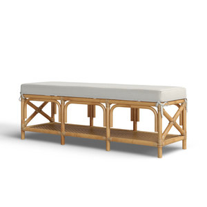 Banc moderne en bois et rotin pour l'entrée ou le salon Global Furniture - Product Image 4