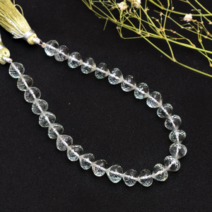 ลูกปัดอะเมทิสต์สีเขียวเกรด AAA+ ขนาด 8x8 มม. รูปทรงหัวหอม ลูกปัดอะเมทิสต์ธรรมชาติเจียระไนทรงเหลี่ยมเจาะรูตรงสำหรับทำเครื่องประดับ - Product Image 4