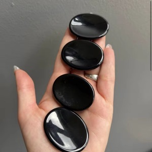 Pierre de méditation en obsidienne noire naturelle polie pour soulager le stress, pierre de méditation Reiki, pierre de paume, vente en gros - Product Image 2