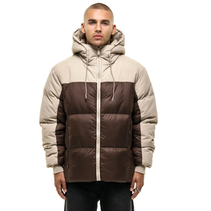 High Quality Black Unisex Puffer <b>Jacket</b> for Winter Stand Collar Print Pattern Casual Style Windproof Breathable Zipper Closure - Product Image 1