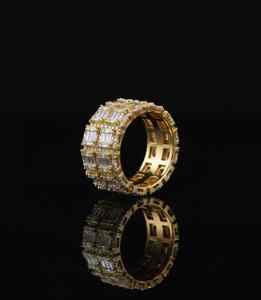 Square Gold Hip Hop <b>Ring</b> Iced Out Diamond Style 925 <b>Silver</b> or 10K 14K Gold Finish Streetwear Statement <b>Ring</b> for <b>Men</b> Bling - Product Image 4