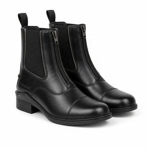 Botas de equitación de cuero PU antideslizantes con cremallera, para senderismo, deportivas de lujo para exteriores, personalizables, de color sólido. - Product Image 2