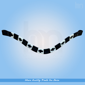Fronture de cheval en cuir pleine fleur de vachette, artisanale, brodée et cousue, motif aztèque Argentum Pampa - Product Image 3