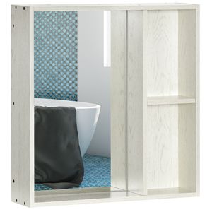 Armoire à pharmacie murale blanche de 24,75 x 25,5 pouces avec miroir et étagère de rangement, meuble de salle de bain - Product Image 1