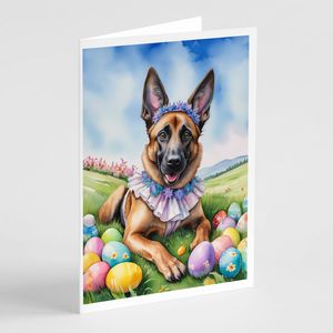 Belga Malinois Easter Egg Hunt Tarjetas de felicitación Paquete de 8 Whimsical A7 Tamaño 5x7 Tarjetas de nota en blanco con sobres - Product Image 1