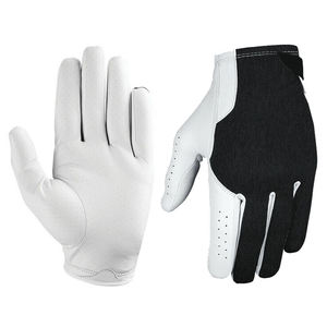 Guantes de Golf Transpirables de Piel de Cabretta para Mano Izquierda con Cierre de Velcro, Guantes Deportivos Unisex Blancos y Negros - Product Image 5