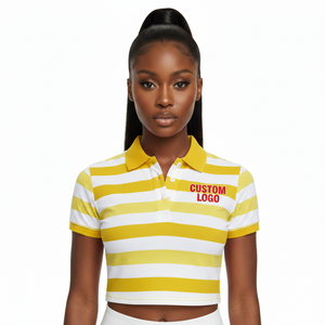 T-shirt de rugby streetwear en tissu piqué personnalisé à manches courtes, en polyester/coton, séchage rapide pour femmes - Product Image 1