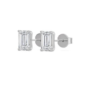 Radiant 1.00 ctw Lab-Grown <b>Emerald</b> Cut Diamond 9K Rose Gold Classic Solitaire <b>Stud</b> <b>Earrings</b> - Product Image 6