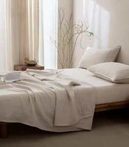 Eco-Friendly High Quality Plain Hotel Use 100% Linen 5-Piece Set Includes 1 Duvet Cover 1 <b>Flat</b> 1 Fitted Sheet 2 Pillowcases - Product Image 2