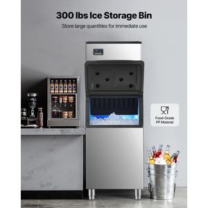 Attrezzatura di Refrigerazione per Cucine Commerciali, Macchina per Produzione Ghiaccio 400LBS/24H, Contenitore di Stoccaggio Grande 300LBS, Autopulente, Uso Commerciale - Product Image 3