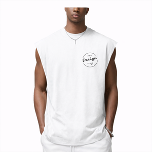 เสื้อกล้ามผู้ชายผ้าฝ้าย 100% ป้องกันการเป็นขุย สไตล์วินเทจ ซักแล้ว ทรงโอเวอร์ไซส์ สปอร์ต คุณภาพสูง ขายส่ง ผู้ผลิต OEM - Product Image 6