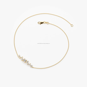 Pulsera de Cadena con Ancla y Diamante Cultivado en Laboratorio de Corte Redondo de 0.27 Quilates, Oro Amarillo de 14k, Joyería Fina para Mujer - Product Image 3