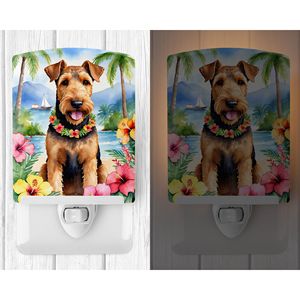 UL-Certified Compact 6x4x3 Multicolor Ceramic Night Light NEW Airedale Terrier Luau for Bedroom Hallway Kitchen <b>Storage</b> <b>Baskets</b> - Product Image 2