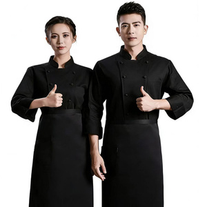 Tabliers de travail unisexe à manches longues pour chef, en mousseline de coton à impression numérique, pour la pâtisserie et la cuisine, automne-hiver, pour hôtels et restaurants - Product Image 3