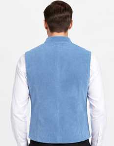 Chaleco de pana para hombre con cuello mandarín, cierre de botones y manga larga - Product Image 2