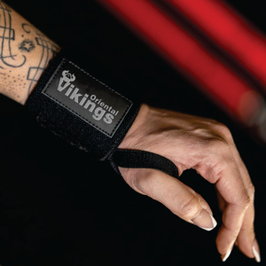 JINGBA Bandes de poignet professionnelles de qualité supérieure, robustes, en polyester élastique, pour la musculation, avec logo personnalisé, nouveau modèle rayé - Product Image 4