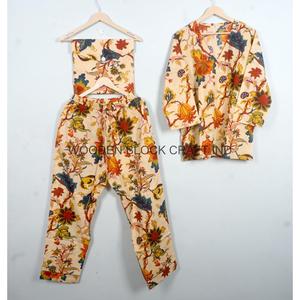 Conjunto de Pijama de Manga Larga con Cuello en V 100% Algodón para Mujer, Suave, Transpirable y Lavable a Máquina - Product Image 4