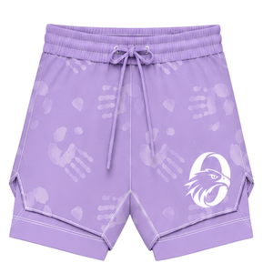 Lavender White <b>Swim</b> Set Sleeveless Racerback Tank <b>Top</b> with Matching Shorts Lightweight Quick Dry Training Performance Swimwear - Product Image 4