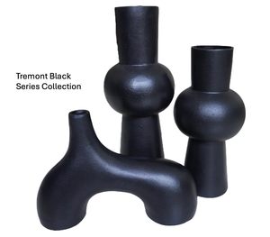 Jarrón de Mesa de Metal Negro Minimalista de Moda, 30 cm de Largo, Diseño Escultural, Pieza Decorativa Moderna - Product Image 6