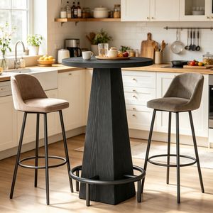 Tavolo da Bar Moderno Vintage Rettangolare in Legno e MDF con Struttura in Acciaio per Casa, Hotel, Banchetti all'Aperto, Caffè e Feste - Product Image 1