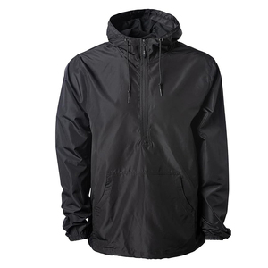 Veste coupe-vent imperméable légère et écologique rouge avec col montant et logo frontal pour hommes et femmes, grandes tailles - Product Image 2