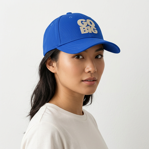 Casquette de baseball brodée Go Big bleue à 6 panneaux unisexe décontractée - Product Image 5