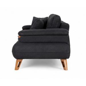 Sofá de Tela Moderno de Lujo de 3 Plazas, Madera de Teca Sólida, Muebles para Sala de Estar, Apartamento, Hotel, Villa - Product Image 4