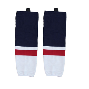 Red Knee High <b>Socks</b> With White And Blue Stripes <b>Breathable</b> Knitted For Adults Basketball Sports Wear - Product Image 4