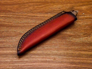 Couteau à lame fixe en acier Damas forgé, fourreau en cuir, EDC, pleine longueur, pour la chasse, le dépecage, le camping, manche en corne de bélier, OEM - Product Image 5