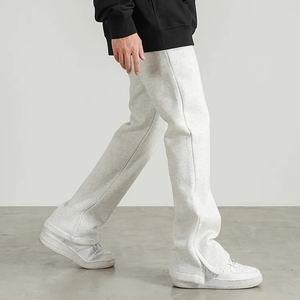 Pantalon homme coupe droite évasée, léger, décontracté, à jambe large, en molleton écologique respirant, double taille, effet délavé - Product Image 2